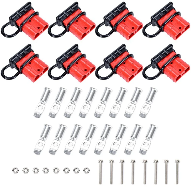 

8Pcs Red No. 6-10 Size 50A 12-36V Battery Connector Battery Quick Disconnect Harness Plug Kit