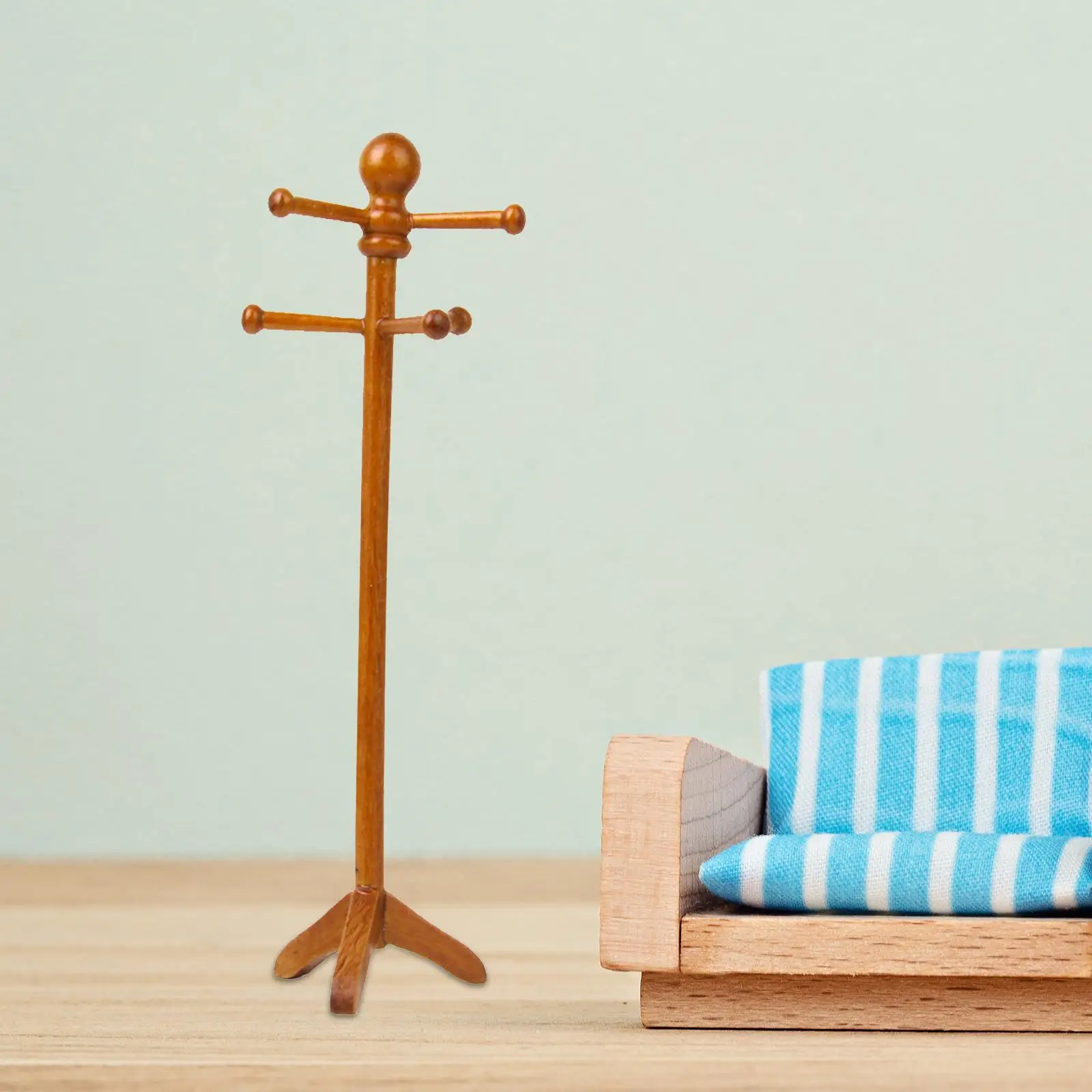 

1:12 Scale Miniature Wooden Coat Hanger Simulation Life Scene Bedroom Decor