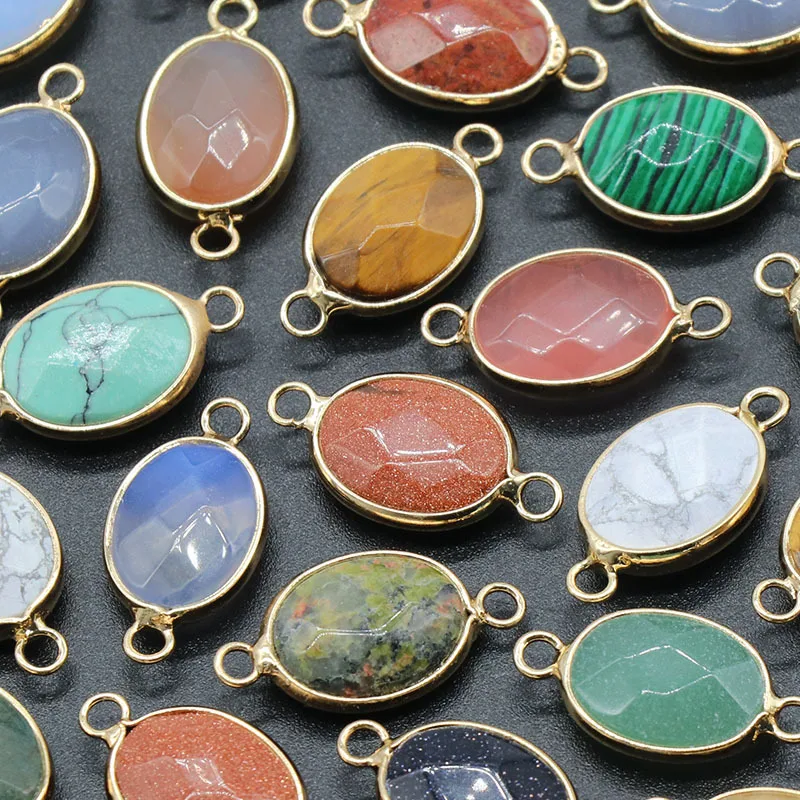 

Faceted Gemse Natural Stone Charms Chakra Reiki Healing Rose Crystal Aventurine Pendants For DIY Bracelet Necklace Jewelry ACC