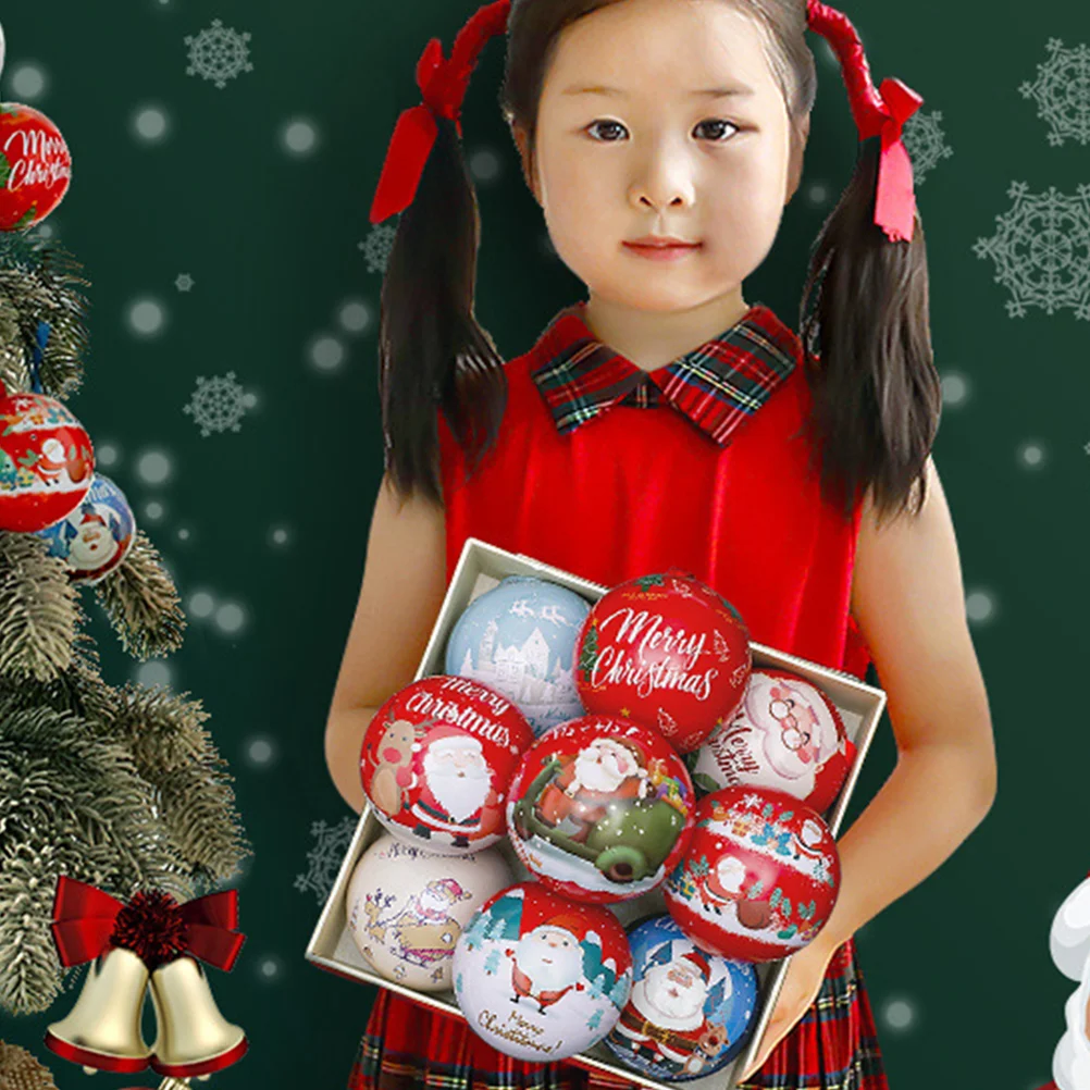 

10pcs Christmas Candy Storage Balls Candy Boxes Candy Jars Christmas Tree Hanging Pendants Mixed Style