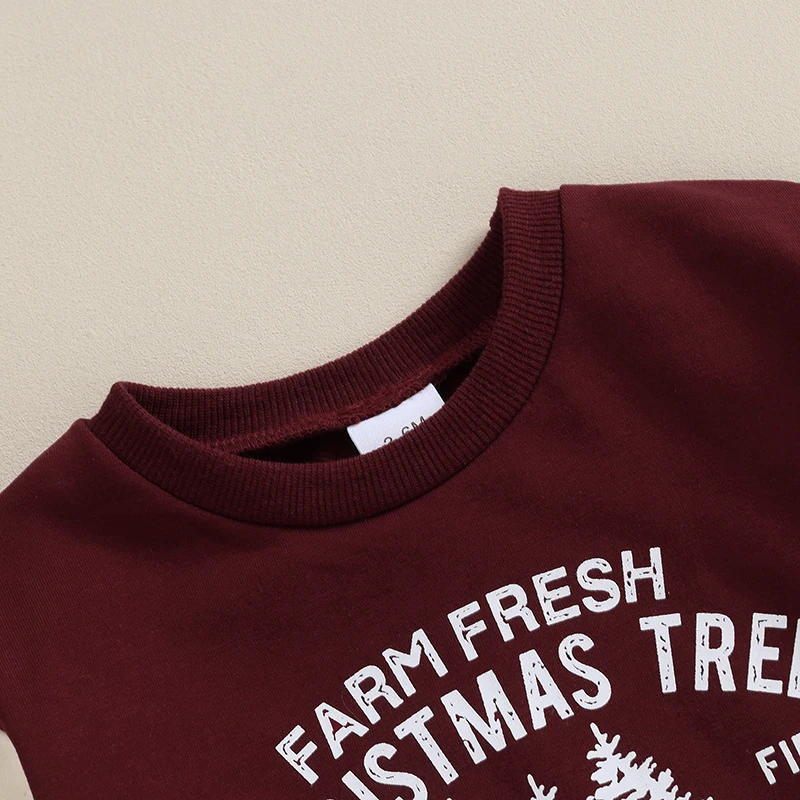 

Txlixc детское рождественское боди контрастных цветов с длинным рукавом и принтом дерева, Одежда для новорожденных