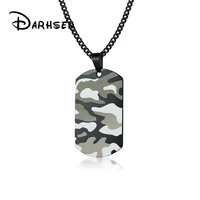 jhsl brand novelty male men camouflage tag design necklaces pendants stainless steel link chain fashion jewelry birthday gift