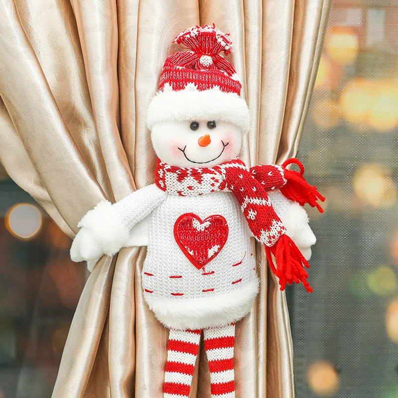 Рождественская кукла пряжка для штор Санта-Снеговик Лось красный белый