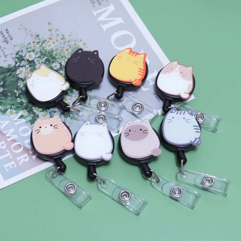 

Lovely Cat Acrylic Retractable Badge Reel Nurse Doctor Student Exhibition ID Card Clips Badge Holder Stationery Office Supply