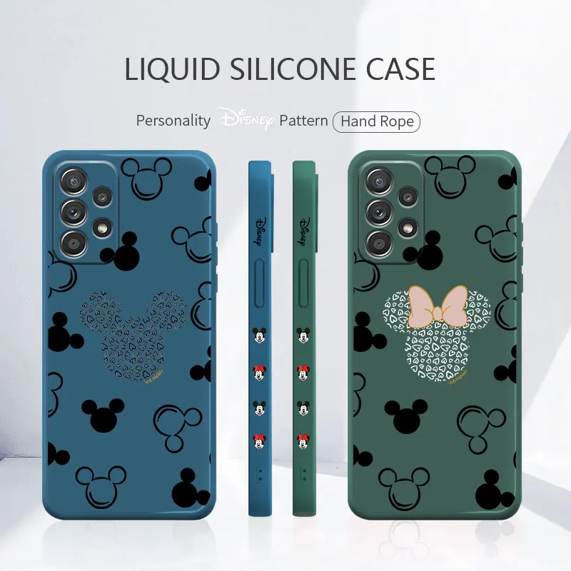 

Celular Soft Liquid Cover Case for Samsung Galaxy A52 A12 A51 A71 4G 5G A32 A21s Pink Disney Mickey Minnie White Gold Print