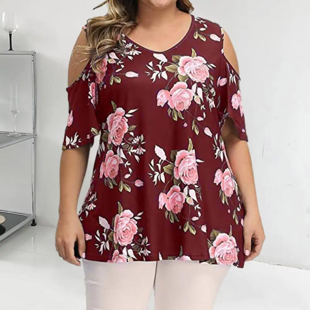 

Daily Summer Blouse Stretchy Women's Fashion Tops O-Neck Women Summer Cool Shoulder Tops Dress Up