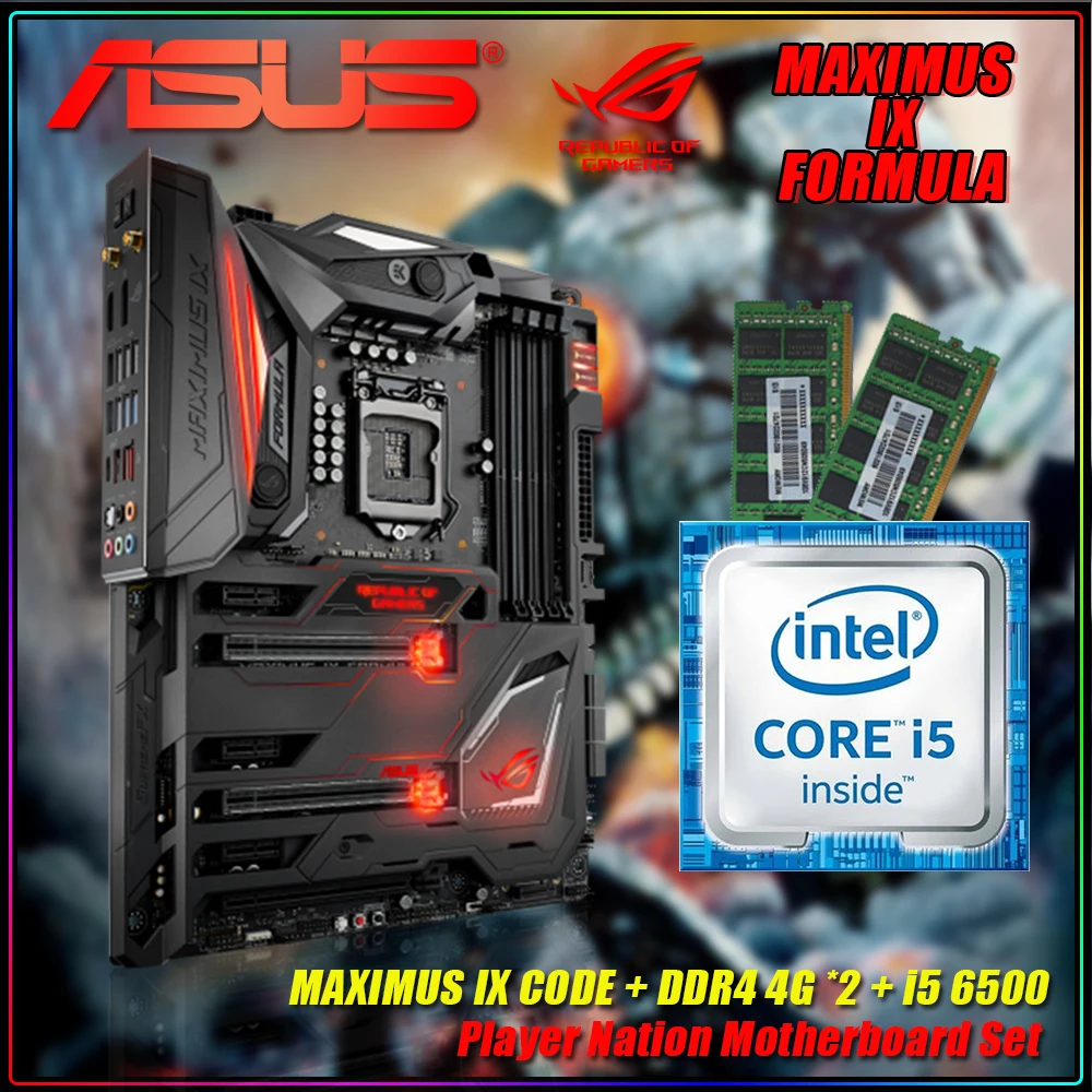 

LGA 1151 материнская плата ASUS ROG MAXIMUS IX код + Core i5 6500 + DDR4 4G * 2, Z270 Bluetooth 4,2 комплект материнской платы, с комплектом ЦП