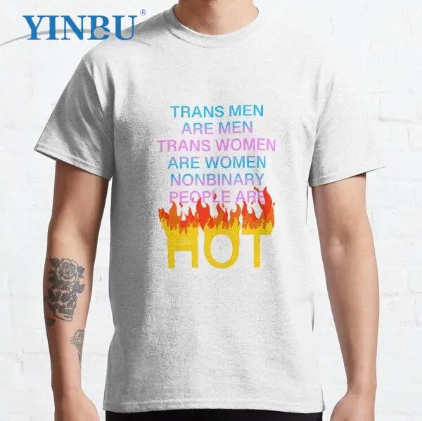 

Trans men-это мужчины. Транс-женщины. Мужская футболка с принтом, брендовая футболка YINBU, графическая футболка высокого качества