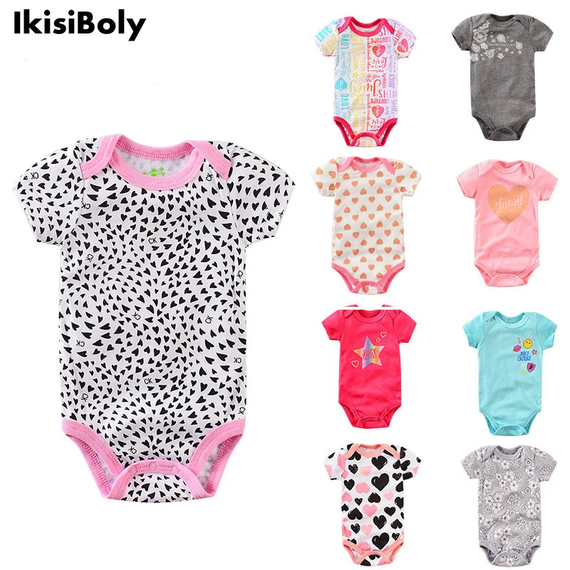 Promotion Baby Girls Boy Bodysuits 3-Pack Set Short Sleeve Clothes for 3-24M Newborn Bebe Toddlers Summer Cotton Rompers Onesies
