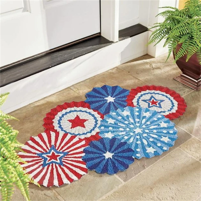 

Indoor Doormat Front Door Welcome Mats Independence Day Patriotic Decorations Non-Slip Floor Mats Home Entryway Rugs