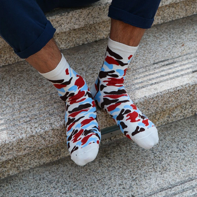 

Autumn Winter Middle Tube Socks Women Man Unisex Classic Printing Camouflage Retro Cotton Socks Breathable Comfortable Socks