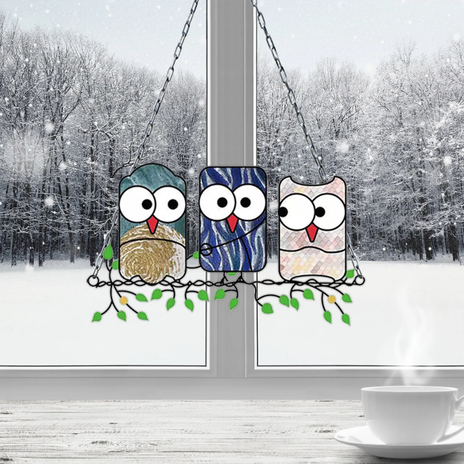 1 шт. Весенняя цветная витражная подвеска в виде птиц Ловец Солнца настенная