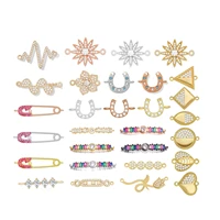 zircon gold plated geometric long strip flower pin u shape pendant for bracelet necklace earring diy making jewelry accessories