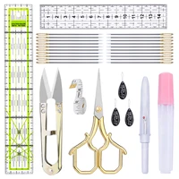 nonvor 33pcs sewing scissors kit for fabric professional with 63mm sewing needles acrylic patchwork ruler diy sewing craft tools