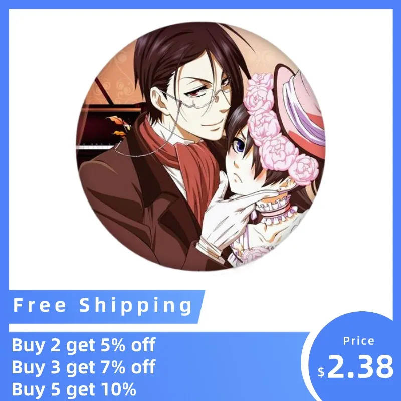 

58mm New Kuroshitsuji Black Butler Brooch Pins Anime Badge Cosplay Accessories