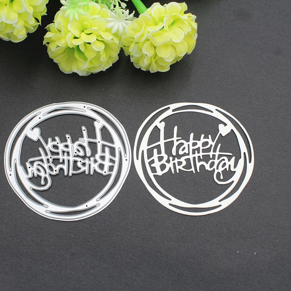 

Metal Cutting Dies Happy Birthday Party Cake Decor Embossing Stencils DIY Scrapbooking Stamping Photo Album Greeting Cutting