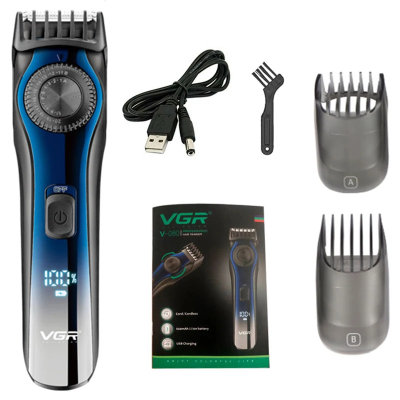 

6PCS Digital LCD Display Hair Clipper Trimmer Adjustable 1-20mm Professional for Men Rechargeable Electric Hair Cutter Machine