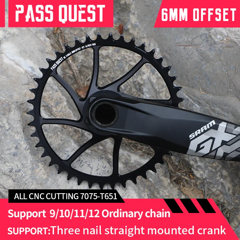 

PASS QUEST 38-46T 3-nail Narrow Wide Chainring 6mm for GX SX MTB Gravel large tooth number cross-country road bike