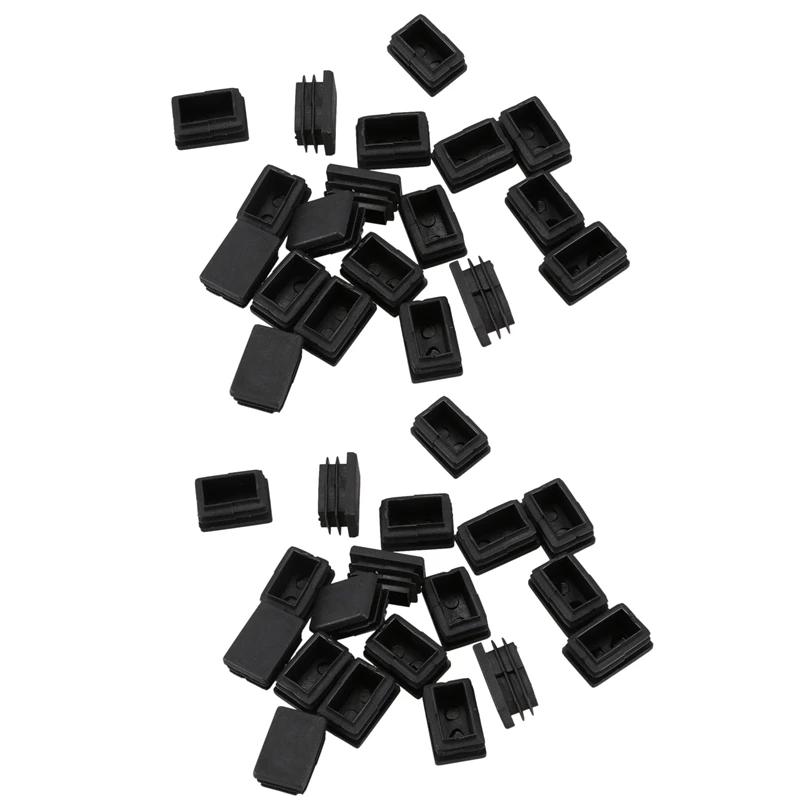 

40 Pcs Plastic Rectangular End Cap 30Mm X 20Mm Threaded Pipe Tube Insert Rubber Feet