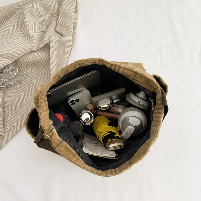 Женская клетчатая сумка-тоут в стиле ретро с цветными блоками