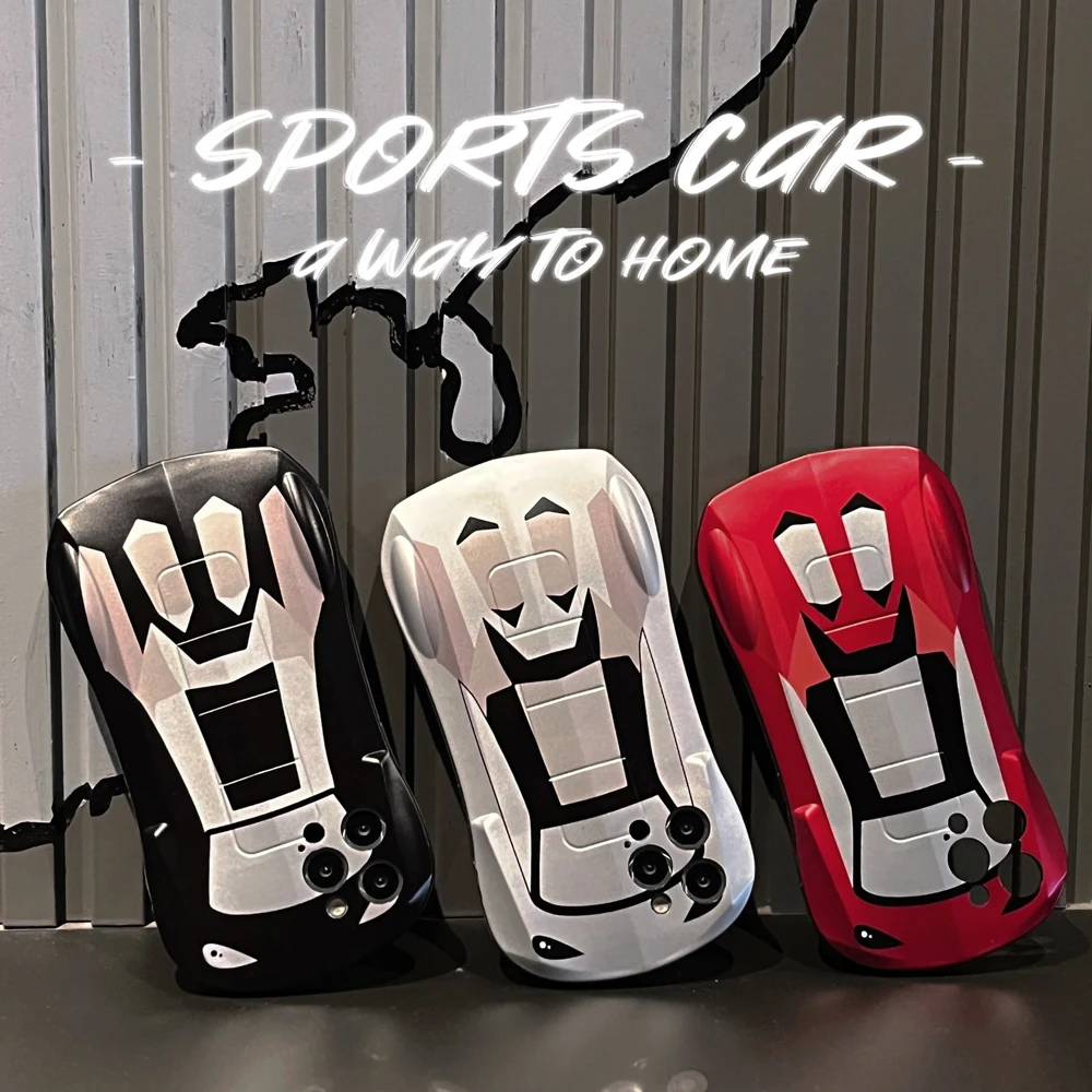 

3D new sports car shape mobile Phone Case Glass For iPhone 11 12 13 Pro XR XS MAX 8 X 7 Plus SE 2020 12Pro Max Mini phone Covers