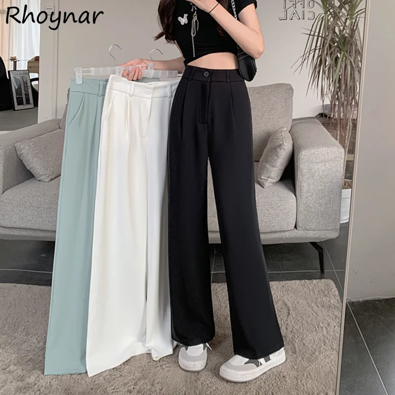 

Осенние повседневные брюки с высокой талией, женские офисные простые однотонные студенческие универсальные брюки, женские уличные популярные спортивные