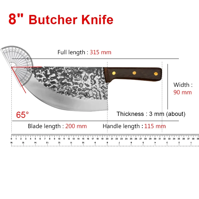 Нержавеющая сталь 8 дюймов измельчительный мясник-тесак нож ручной работы