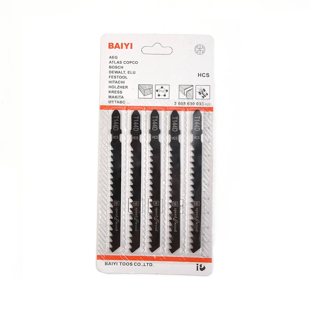 

5pcs/set HCS Jig Saw Blades T144D T-Shank Curved Jigsaw Blades For Wood Fast Cutting Tools Jig Saw Blade Woodworking Tool