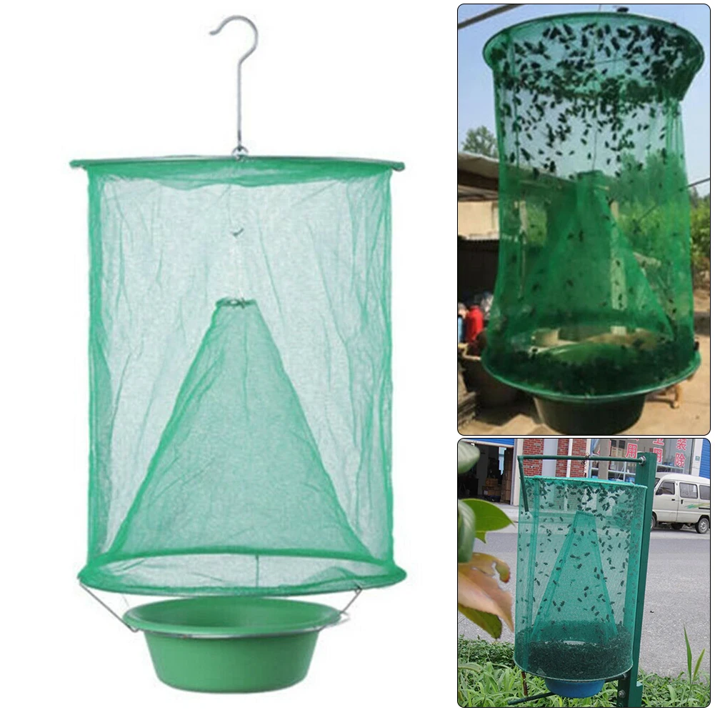 

1PCS Pest Control Reusable Hanging Fly Catcher Killer Flies Flytrap Zapper Cage Net Trap Garden Factory Outdoor The Ranch