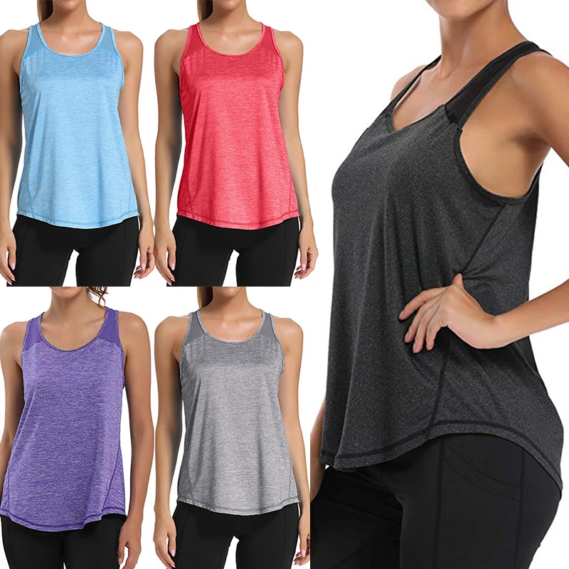 Fitness Women Sports Yoga Shirt Sleeveless Top Running Gym Vest Athletic Undershirt Sport Wear Tank Top Quick Dry Sportswear