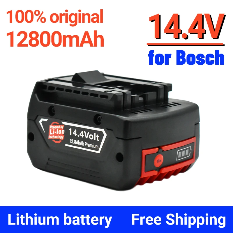 

100% NEW 14.4V 12.8Ah Rechargeable Li-ion Battery Cell Pack for BOSCH Cordless Electric Drill Screwdriver BAT607,BAT607G,BAT614G