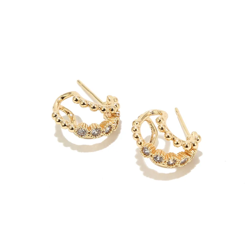 

6pcs 18k Gold Plated Brass Crystal Earrings Hooks 14mm Width Charm Earrings Stud For DIY Jewelry Earrings Making Findings