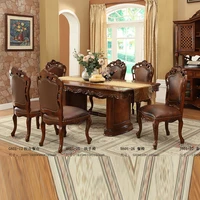 european custom solid wood table dining table home restaurant american classical carved table and chair combination