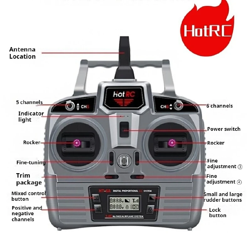 Пульт дистанционного управления Hotrc Hot 6a со встроенным небольшим дисплеем