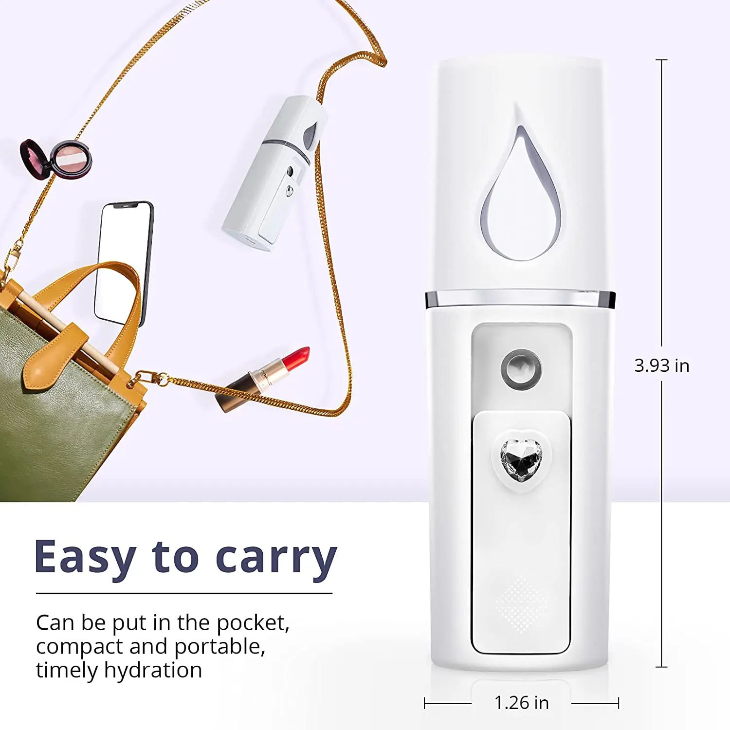 Portable Nano Facial Mister Mini Steamer Atomization Eyelash Extensions with Mirror White