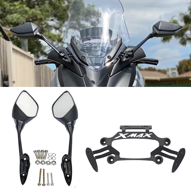 

For YAMAHA XMAX250 XMAX 300 X-MAX 250 125 400 Motorcycle XMAX300 Rear View Mirrors Front Fixed Phone Bracket Rearview Holder