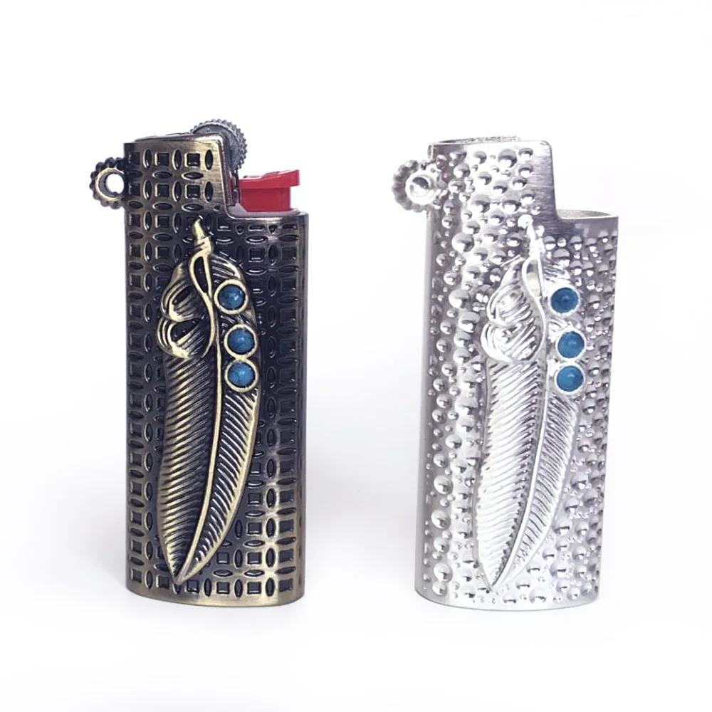 Case Feather Carving J5 Lighter Sleeve Explosion Proof Light