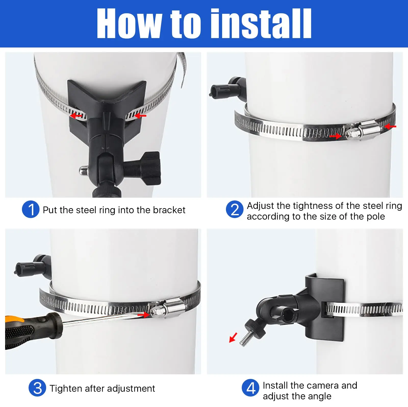 Фото Универсальное крепление на столб для Eufy 2C/3C, Arlo Pro 4/3, Ring Stick Up Cam Battery/Pro Battery Version, Simplisafe и Reolink Camera №5