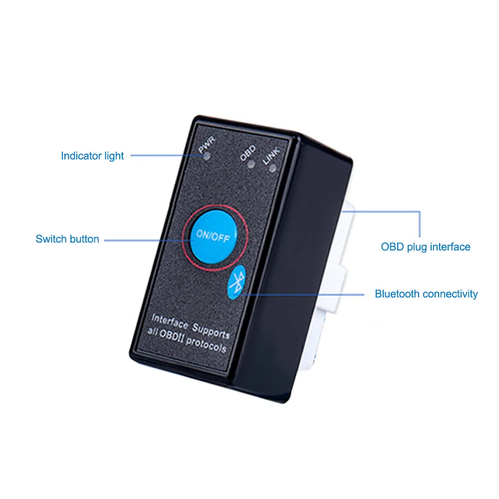 OBD2 Диагностический Сканер Адаптер Интерфейс Bluetooth V1.5 Для IOS Android Автомобильный