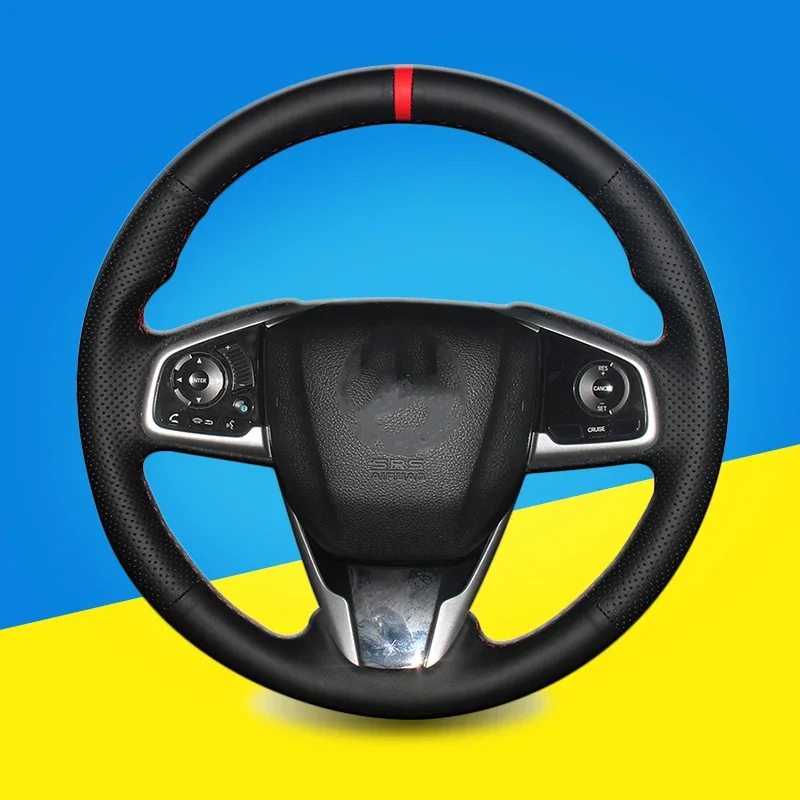Фото Чехол на руль автомобиля на заказ для Honda Civic 10 2016 2017 CRV CR-V 2017, внутренние чехлы на руль с автоматической оплеткой, ручное шитье №1