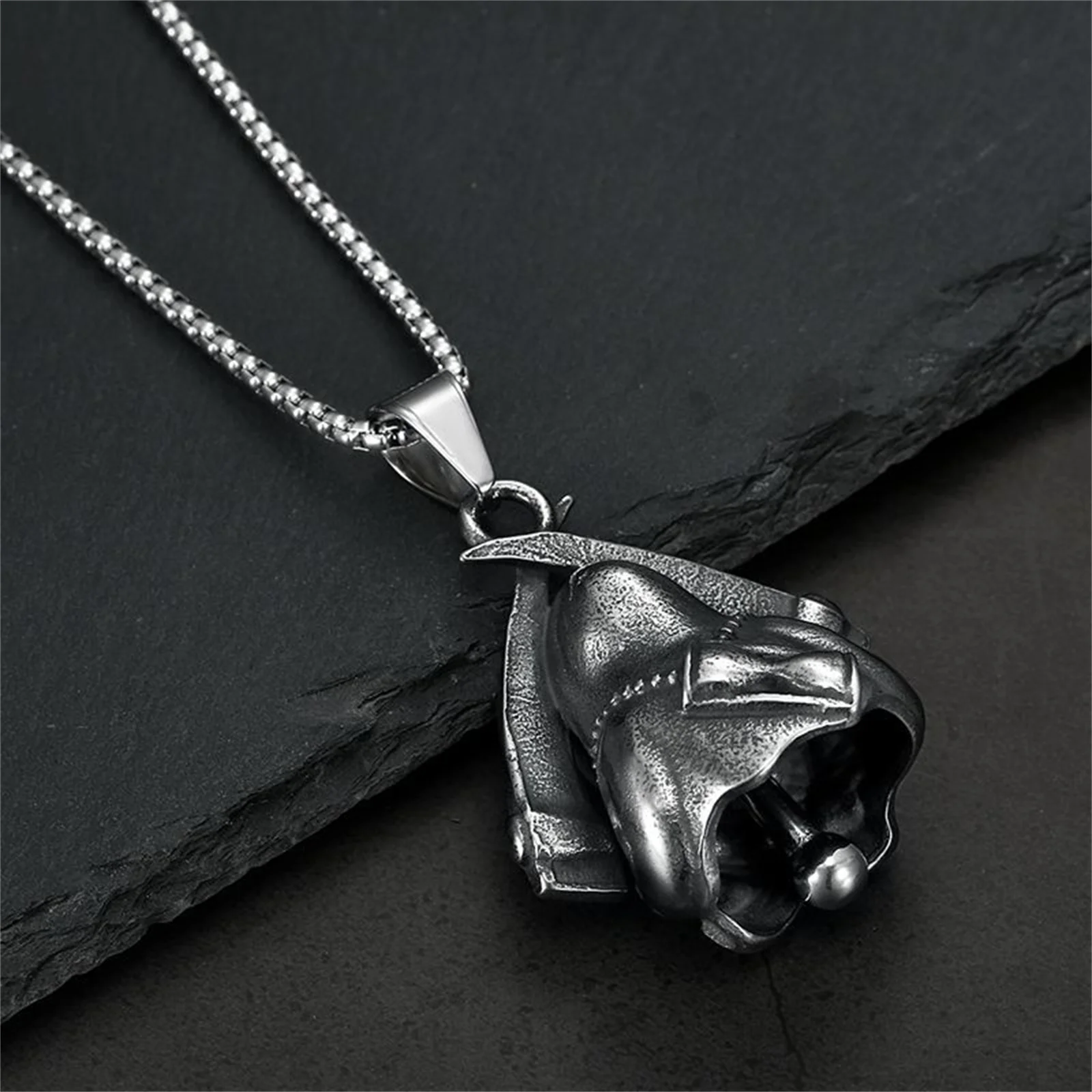 Фото Ожерелье с подвеской Santa Muerte Bell из нержавеющей стали, Богоматери Святой Смерти, двойные стратсы, мексиканский мрачный жнец, ювелирные изделия с черепом №4