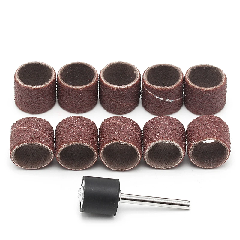 

10 Pcs 12.5mm Grit 80# Sanding Bands +3.17mm Mandrel Rotary Tool Nail Drill Bits