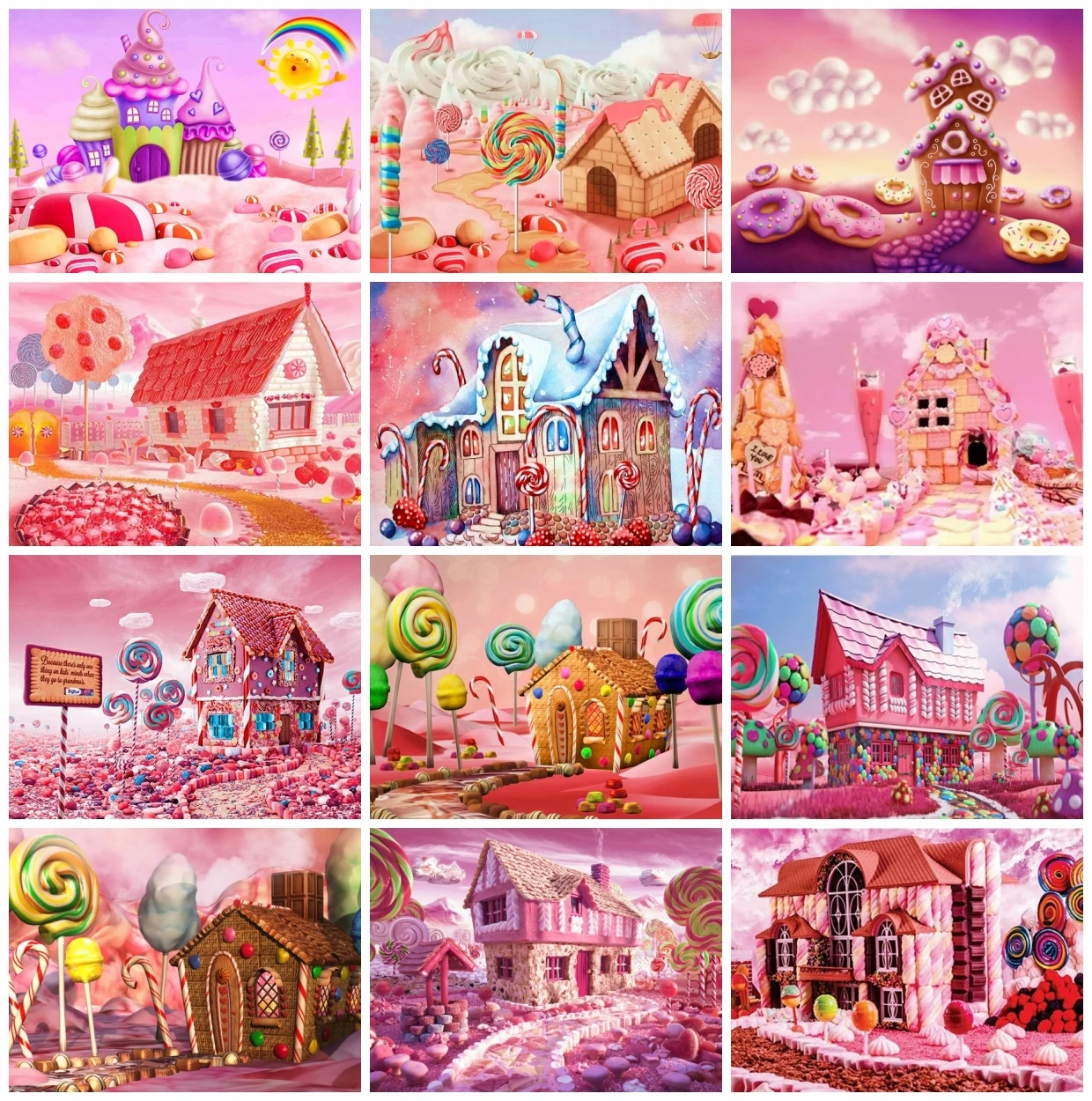 

AZQSD Picture By Numbers House Candy Acrylic Hand Paint Kit On Canvas Painting By Numbers Landscape Frameless Wall Decor Gift