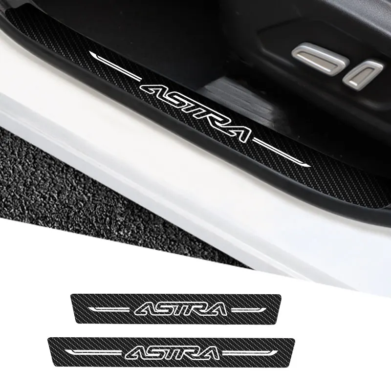 

4Pieces Car Carbon Fiber Sticker For Opel Astra Logo Auto Door Threshold Strip Anti Scratch Tape Waterproof Decal Accessories