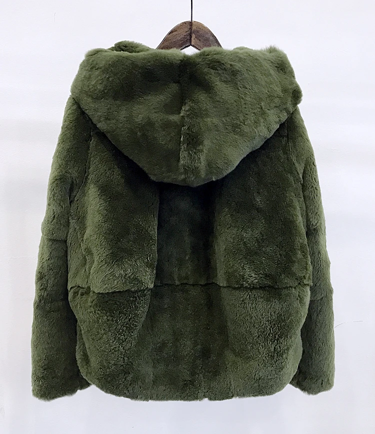 2022 full fur natural real rex fur coat women's winter clothing short hoodie long-sleeved jacket outerwear oversize coat enlarge