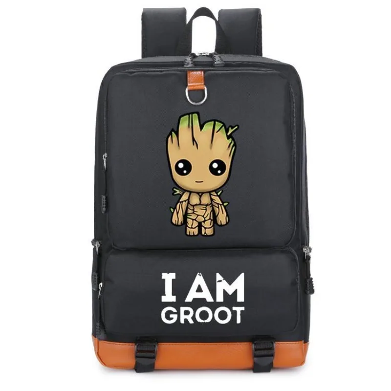 Marvel Guardians of the Galaxy Cartoon Cute Groot Anime Peripheral Male and Female Student Backpack Canvas Bag Birthday Gift