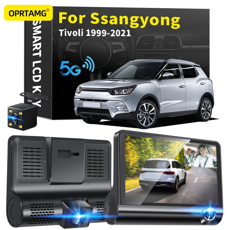 

OPRTAMG Dash Cam Car DVR 3 Cameras Lens 4.0 Inch 1080P dashcam For Ssangyong Tivoli 1994 1995 1996 1997-2018 2019 2020 2021 2022