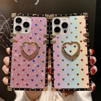 luxury square case for iphone 13 12 pro x xs max xr fashion heart glitter bee cover phone cases for iphone 11 pro max 7 8 plus 6