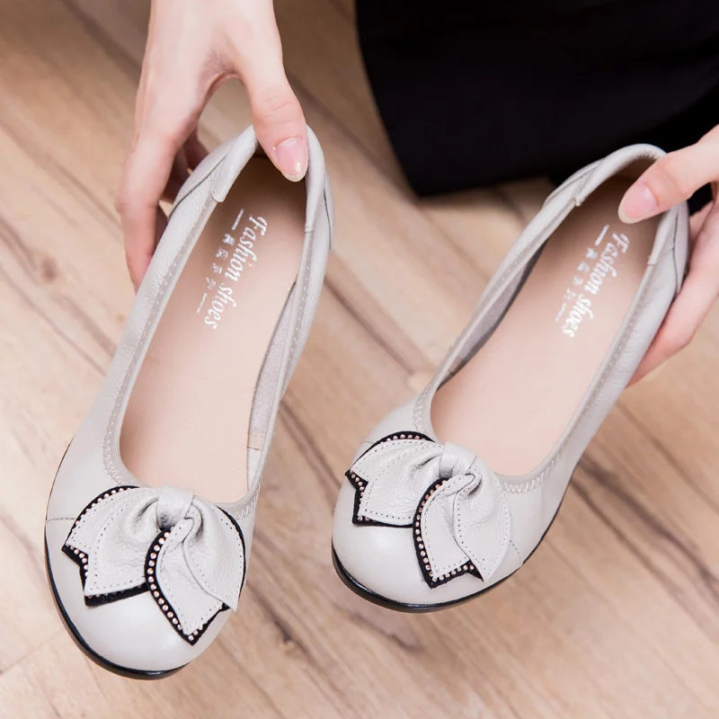 

Женские туфли на плоской подошве, повседневные однотонные Лоферы без застежки с бантиком, весна-осень 2022