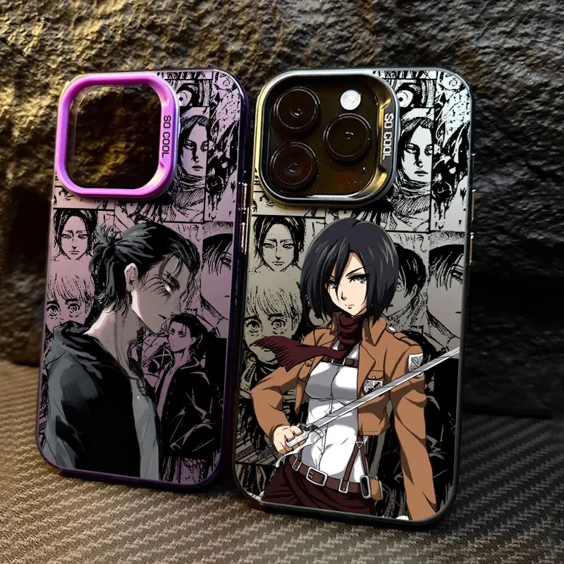 Фото Чехол для телефона Eren Mikasa Attacks on Titans для iPhone 13 14 15 16 17 Pro Max Plus 16e 17E 17 Air 11 18 Pro, противоударный чехол-накладка №1